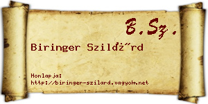 Biringer Szilárd névjegykártya